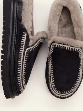 Laidback London jun 4.0 black suede light grey slippers size 7/38